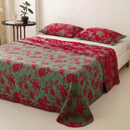 Opulent Floral Muslin Reversible Bedspread - image 2