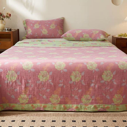 Dreamy Pastel Garden Cotton Muslin Bedspread - image 3