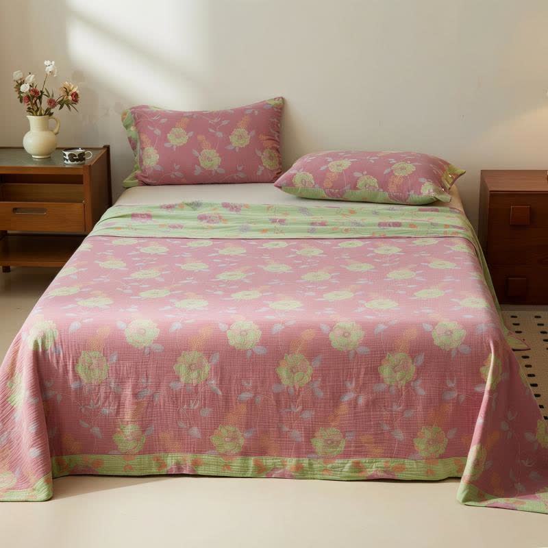 Dreamy Pastel Garden Cotton Muslin Bedspread - image 1