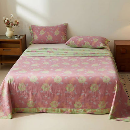 Dreamy Pastel Garden Cotton Muslin Bedspread - image 1