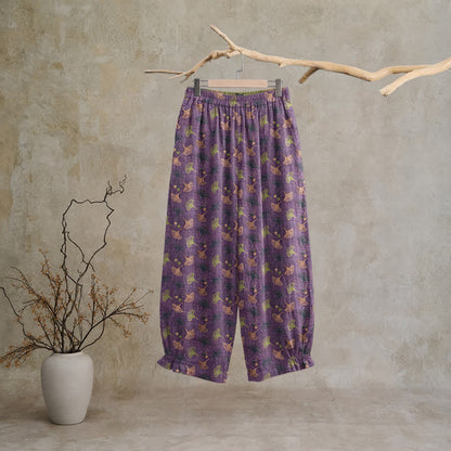 Retro‑Style Ginkgo Leaf Cotton Loose Lounge Pants - image 1