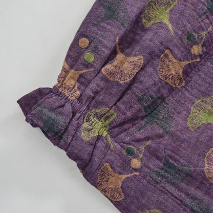 Retro‑Style Ginkgo Leaf Cotton Loose Lounge Pants - image 4