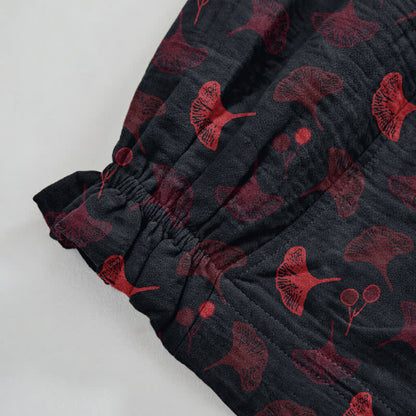 Retro‑Style Ginkgo Leaf Cotton Loose Lounge Pants - image 9