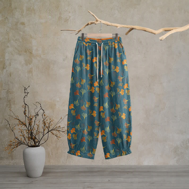 Multi‑Color Ginkgo Leaf Cotton Lounge Pants - image 1