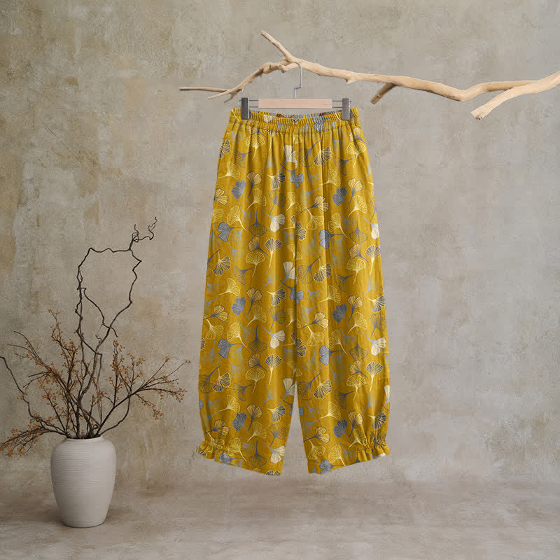 Multi‑Color Ginkgo Leaf Cotton Lounge Pants - image 6