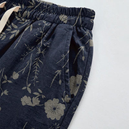 Navy Blue Wildflower Cotton Gauge Lounge Pants - image 3