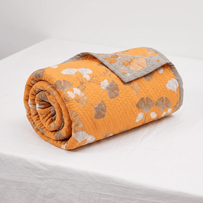 Reversible Ginkgo Botanical Quilted Blanket - image 7