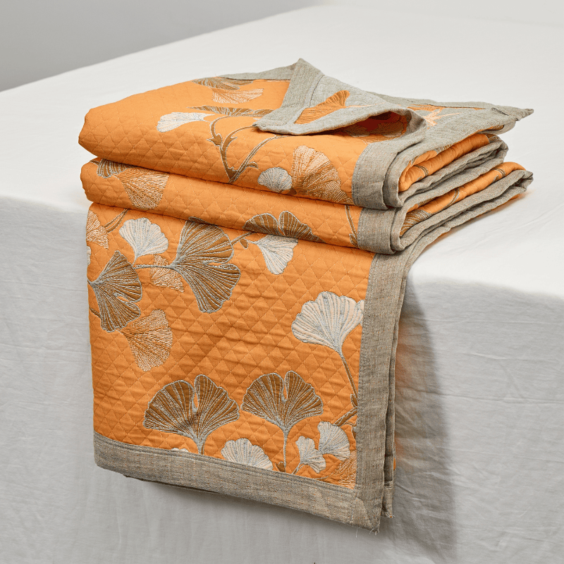 Reversible Ginkgo Botanical Quilted Blanket - image 6