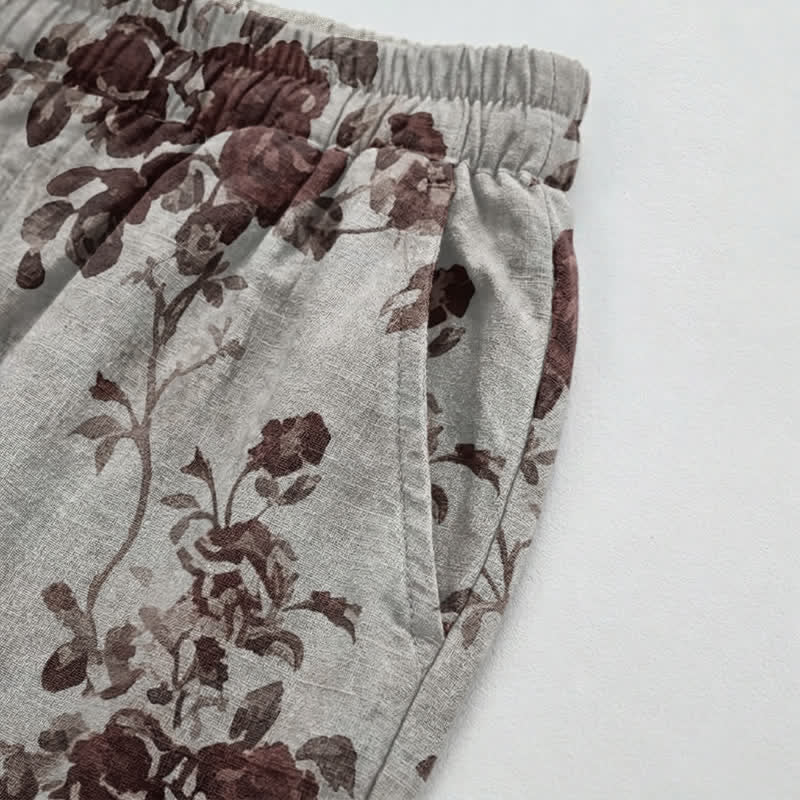 Vintage Light Gray Rose Loose Lounge Pants - image 3