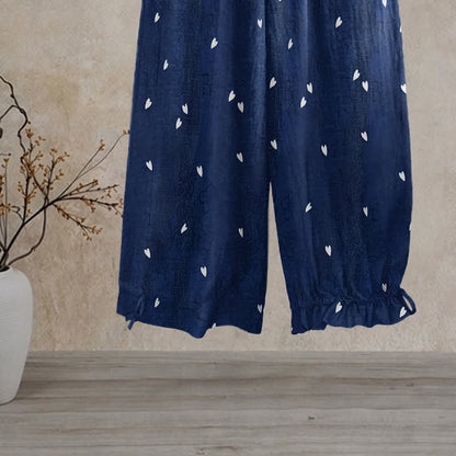 Whimsical Navy Blue Heart‑Print Lounge Pants - image 1