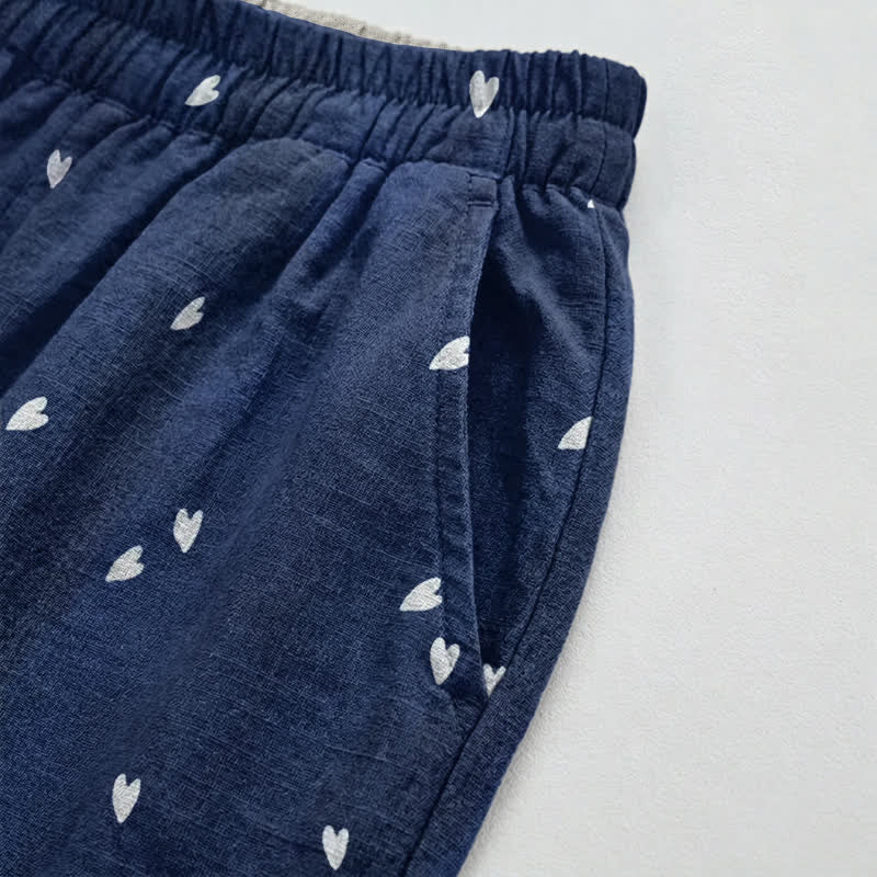 Whimsical Navy Blue Heart‑Print Lounge Pants - image 3