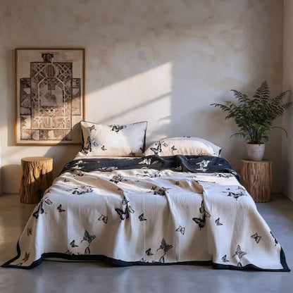 Monochrome Butterfly Cotton Gauze Quilts - image 10