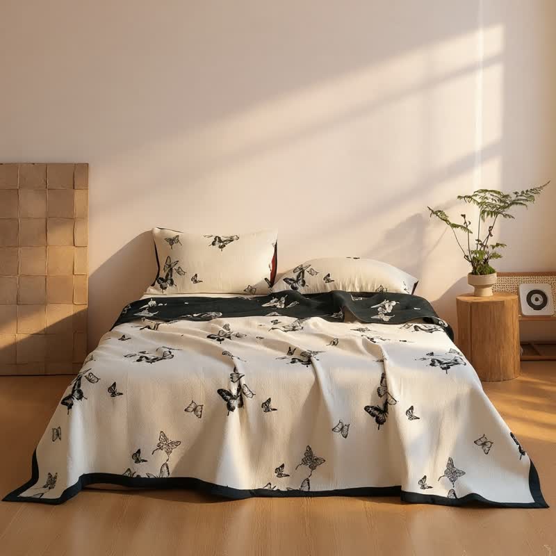 Monochrome Butterfly Cotton Gauze Quilts - image 8