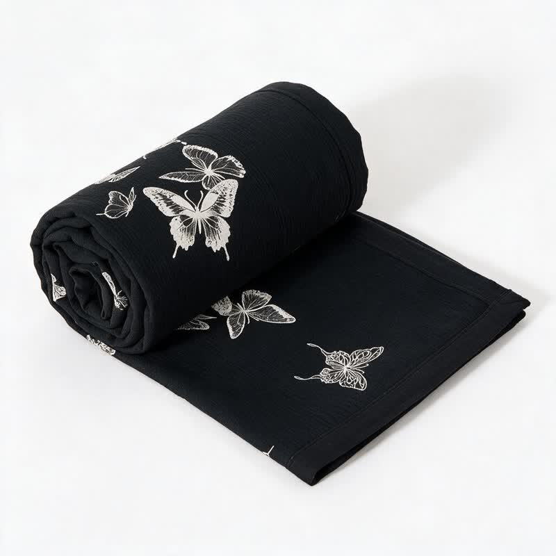 Monochrome Butterfly Cotton Gauze Quilts - image 5