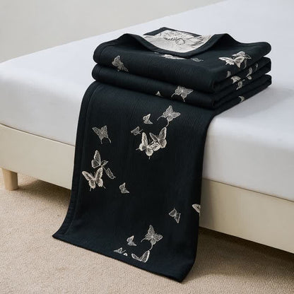 Monochrome Butterfly Cotton Gauze Quilts - Black - Quilt - Cal King - image 0
