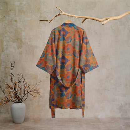 Vintage Flower Cotton Kimono Robe - image 1