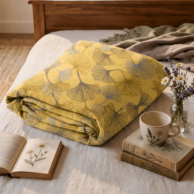 Golden Ginkgo Cotton Gauge Blanket - image 1
