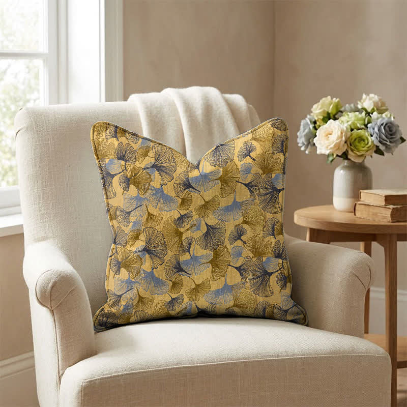 Ownkoti Golden Ginkgo Leaf Cotton Gauze Pillow - image 2