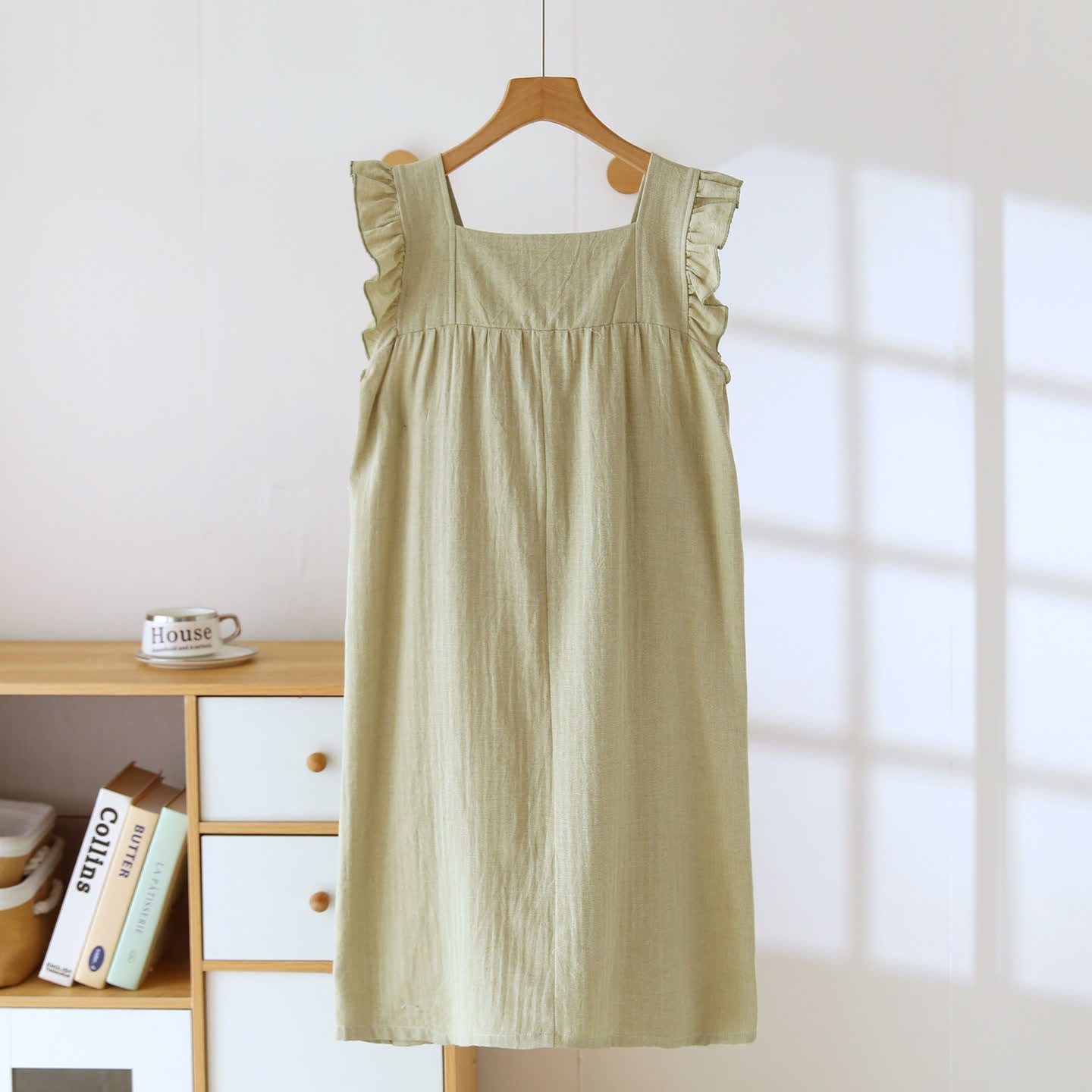 Cotton Square Neck Ruffle Lounge Dress - image 4