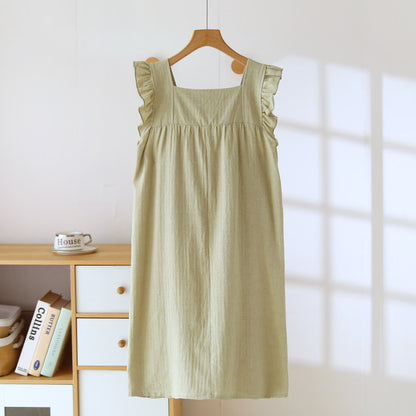 Cotton Square Neck Ruffle Lounge Dress - image 4
