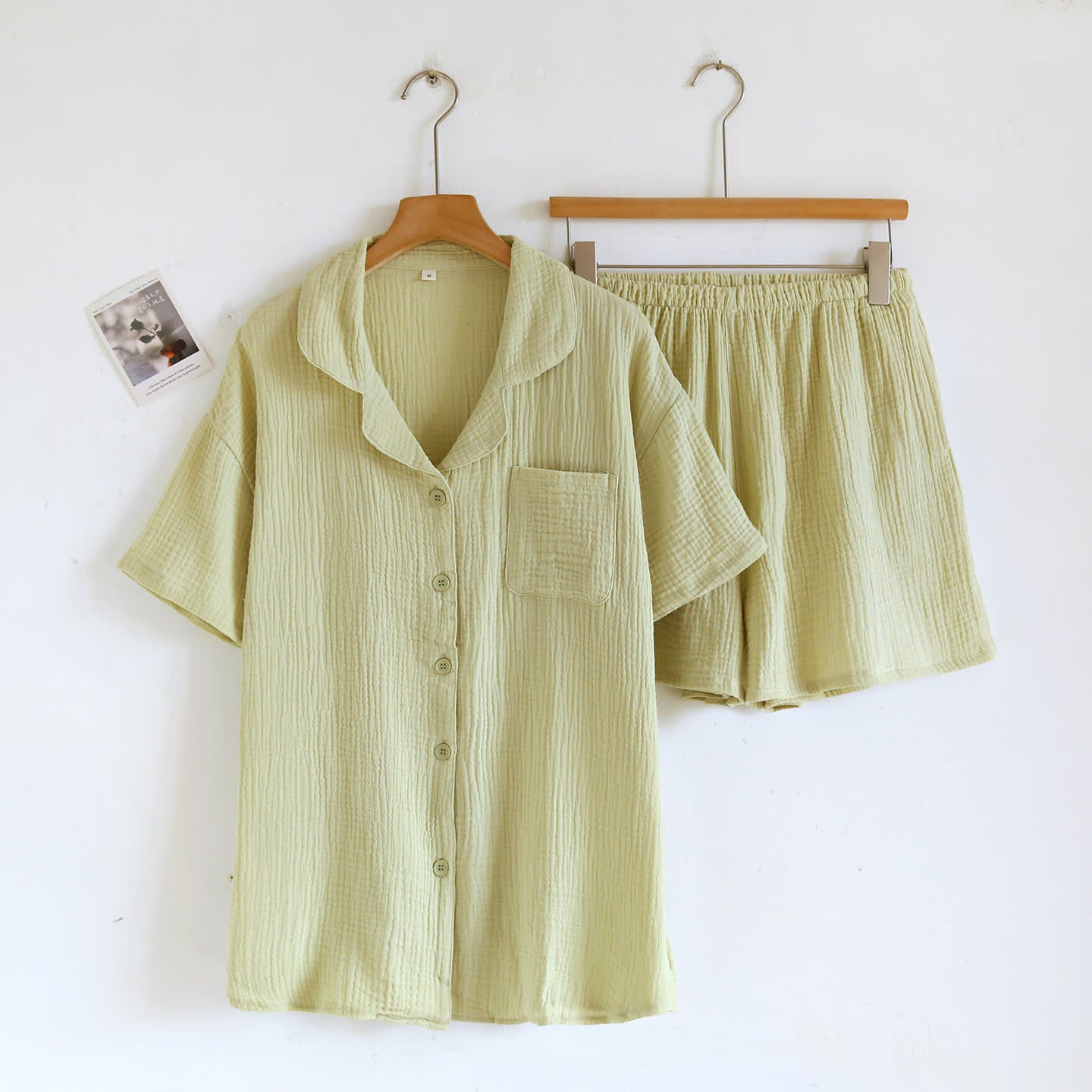 Cotton Gauze Button Front Loungewear Set - Matcha Green - Women XL - image 10
