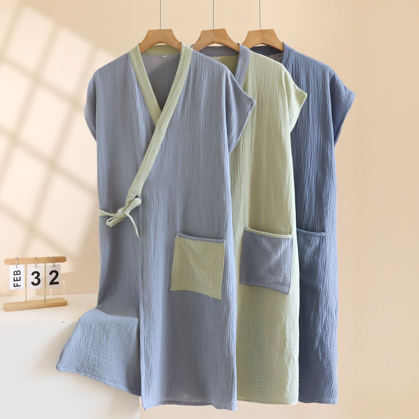 Minimalist Cotton Kimono Wrap Homewear Robe - image 1