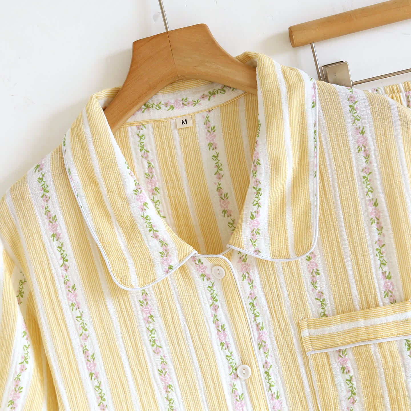 Floral Stripe Button Front Loungewear Set - image 2