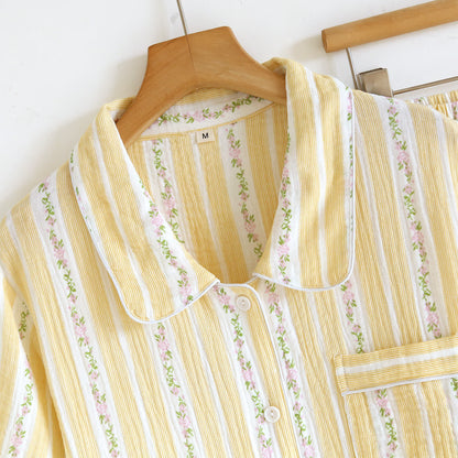 Floral Stripe Button Front Loungewear Set - image 2