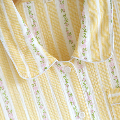Floral Stripe Button Front Loungewear Set - image 4