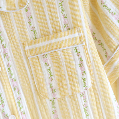 Floral Stripe Button Front Loungewear Set - image 5