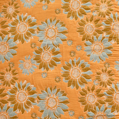 Vintage Orange Sunflower Cotton Blanket - image 6
