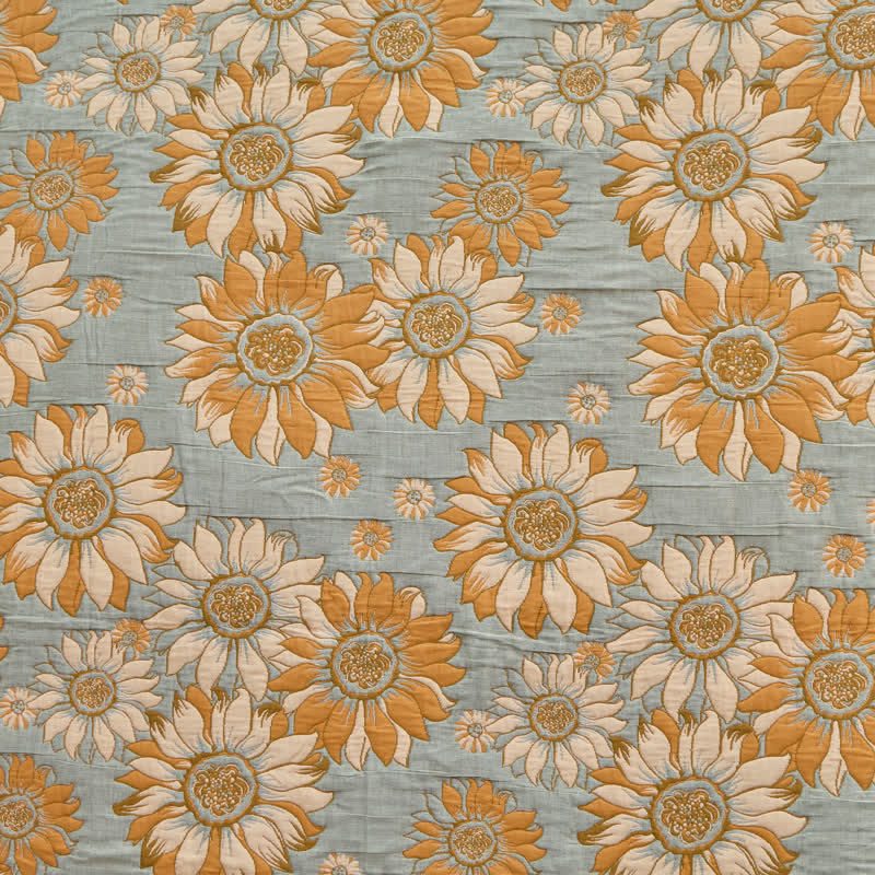 Vintage Orange Sunflower Cotton Blanket - image 7