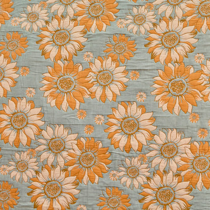 Vintage Orange Sunflower Cotton Blanket - image 7