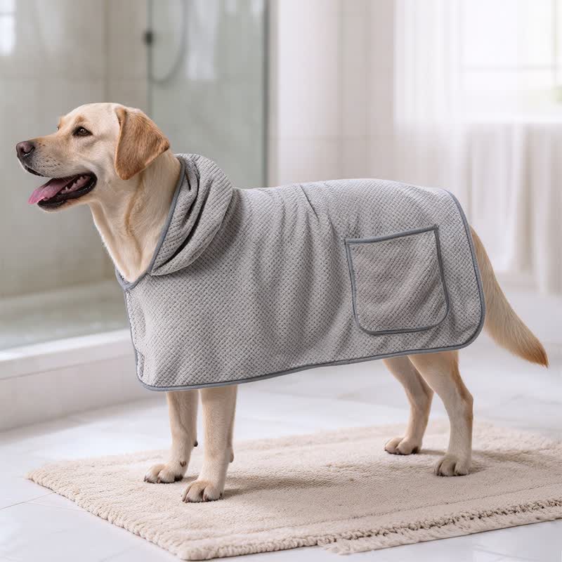 Solid Color Microfiber Dog Bath Robe - Gray - XL - image 4