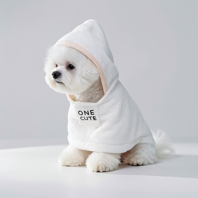 White Towel Cotton Hooded Dog Robe - image 1