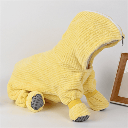 Yellow Striped Full‑Body Dog Bathrobe - image 1