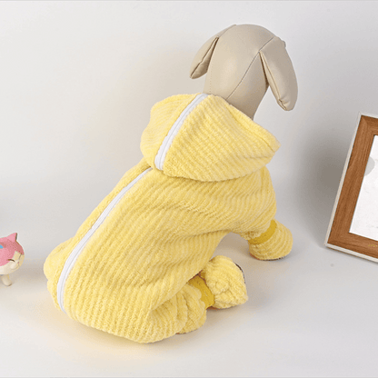 Yellow Striped Full‑Body Dog Bathrobe - image 3