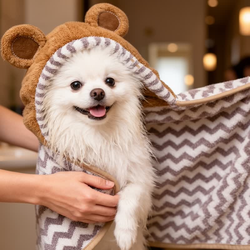 Grey Bear‑Ear Dog Bath Robe - Grey - 2XL - image 0