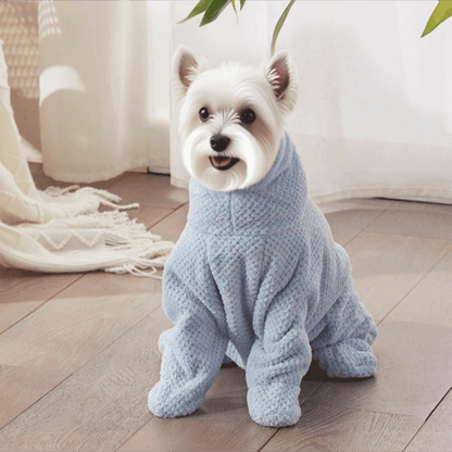 Blue Waffle‑Textured Dog Bath Robe - image 1