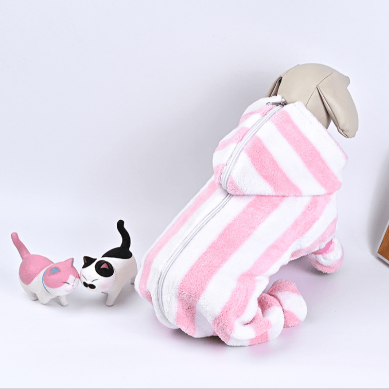 Pink‑White Striped Dog Bath Robe - image 1
