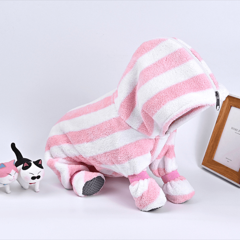 Pink‑White Striped Dog Bath Robe - image 2