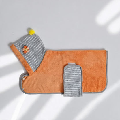 Orange Striped Flower Dog Bath Robe - image 2
