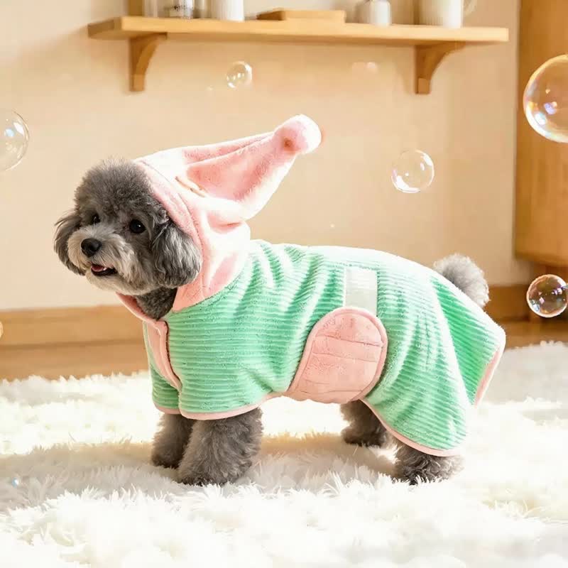 Mint‑Green Pink Contrast Flower Dog Bathrobe - Green - XL - image 0