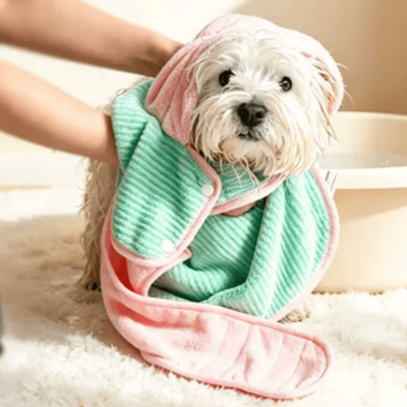 Mint‑Green Pink Contrast Flower Dog Bathrobe - image 2