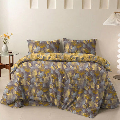 Retro Ginkgo Leaf Cotton Gauze Bedding Set - Light Brown - 2PCS Pillowcases - 20" x 37" - image 4
