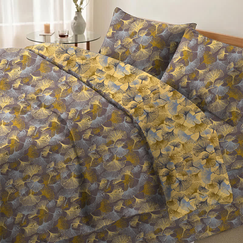 Retro Ginkgo Leaf Cotton Gauze Bedding Set - image 5