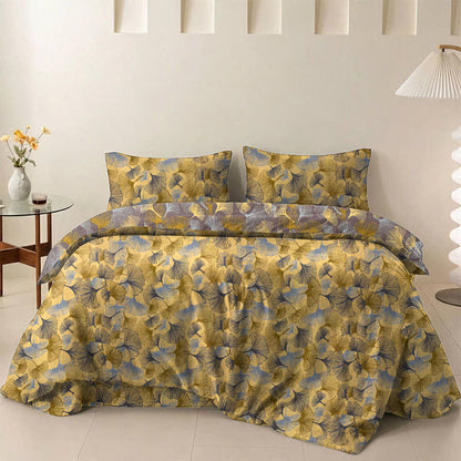 Retro Ginkgo Leaf Cotton Gauze Bedding Set - Yellow - 2PCS Pillowcases - 20" x 37" - image 0