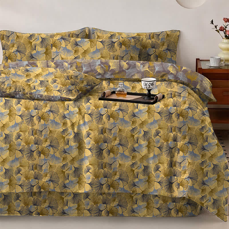 Retro Ginkgo Leaf Cotton Gauze Bedding Set - image 2
