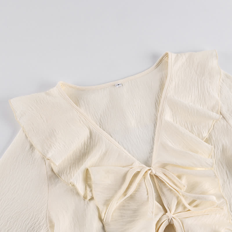 Romantic Ruffle Tie‑Front Loungewear Set - image 2