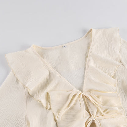 Romantic Ruffle Tie‑Front Loungewear Set - image 2
